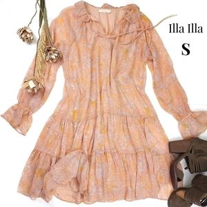 Illa Illa Peachy Paisley Boho Sheer Lined Dress Size S